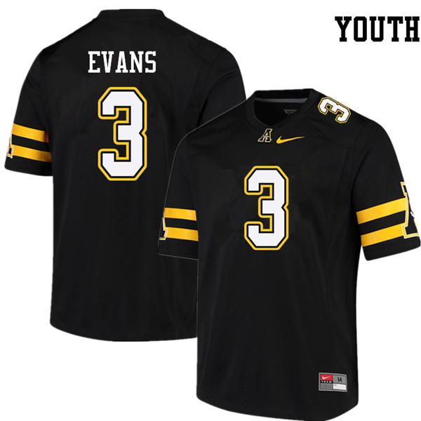 Youth #3 Darrynton Evans Appalachian State Mountaineers College Football Jerseys Sale-Black - Click Image to Close